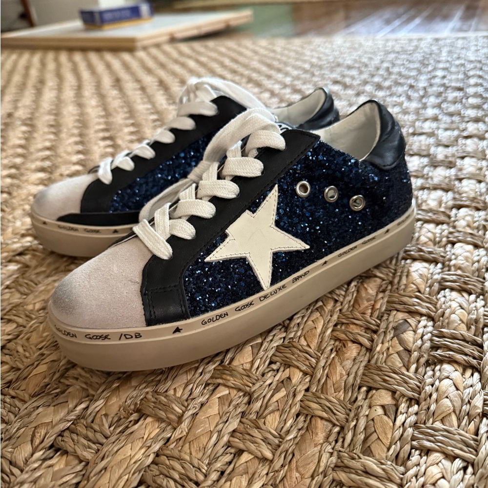 Black and Blue Glitter Sneakers - Picture 3 of 4